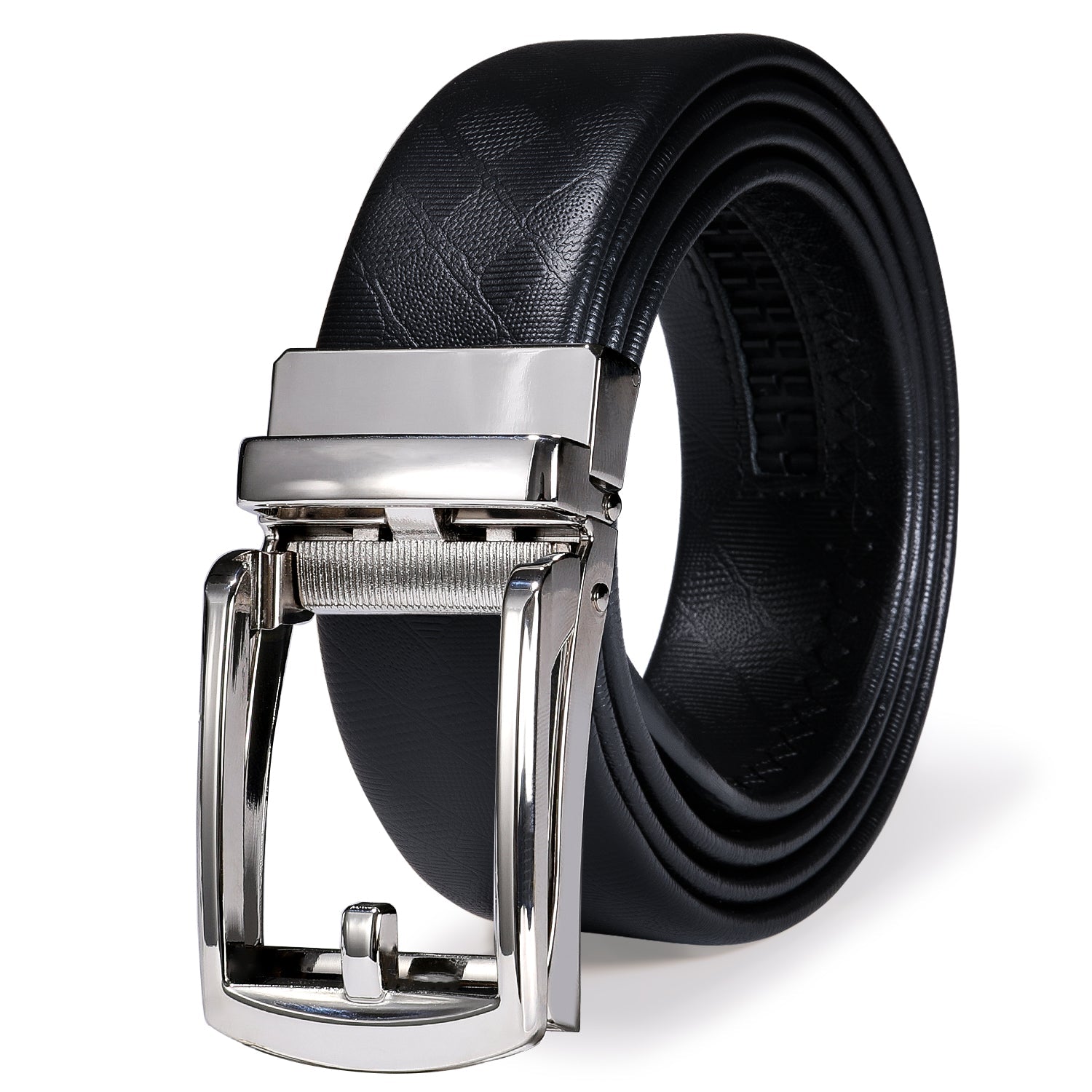 Black Premium Adjustable Leather Belt with Stainless Steel Belt Buckle Untied Tie Club