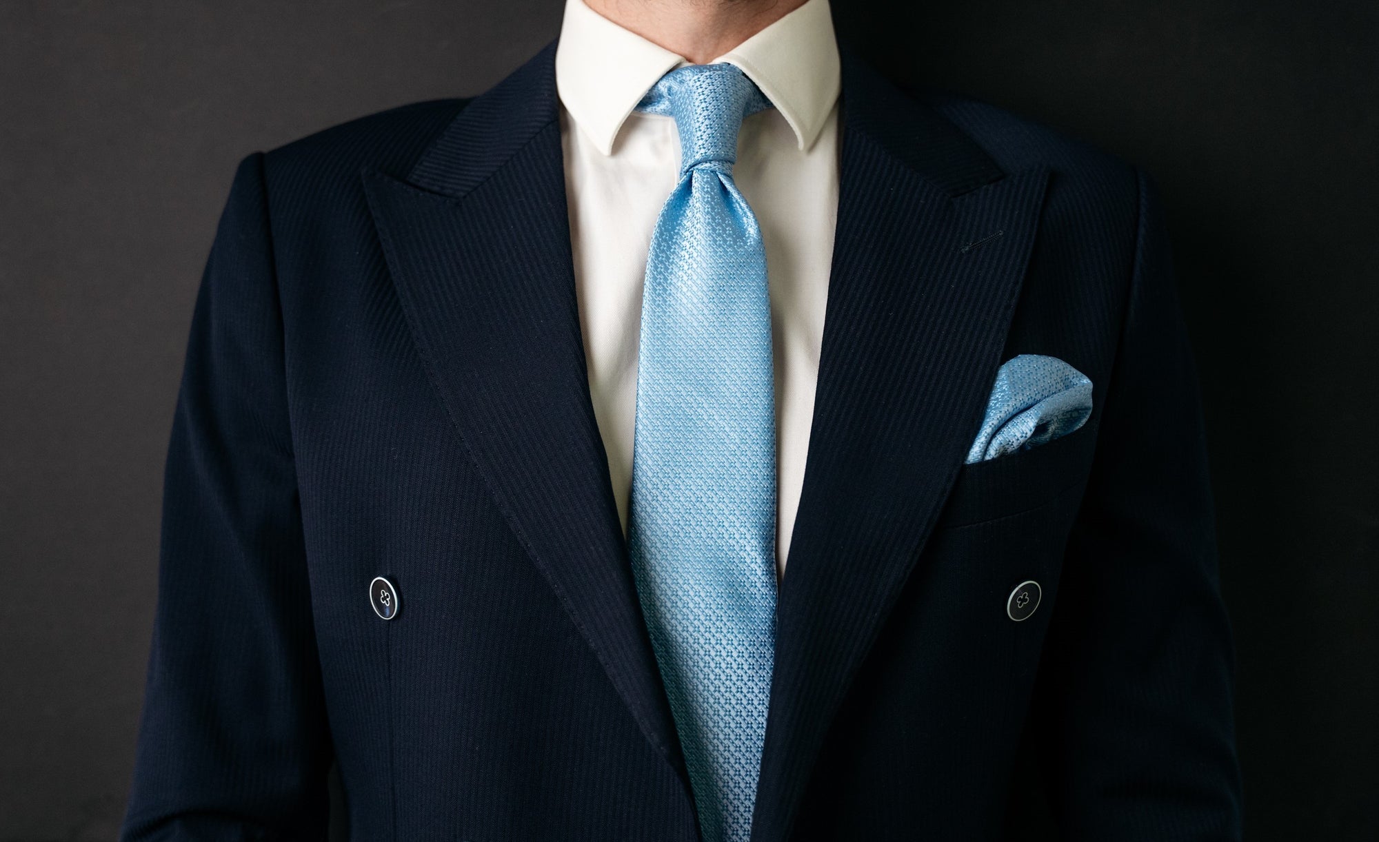 Sky Aqua Blue Necktie,  Pocket Square and Cufflinks Set