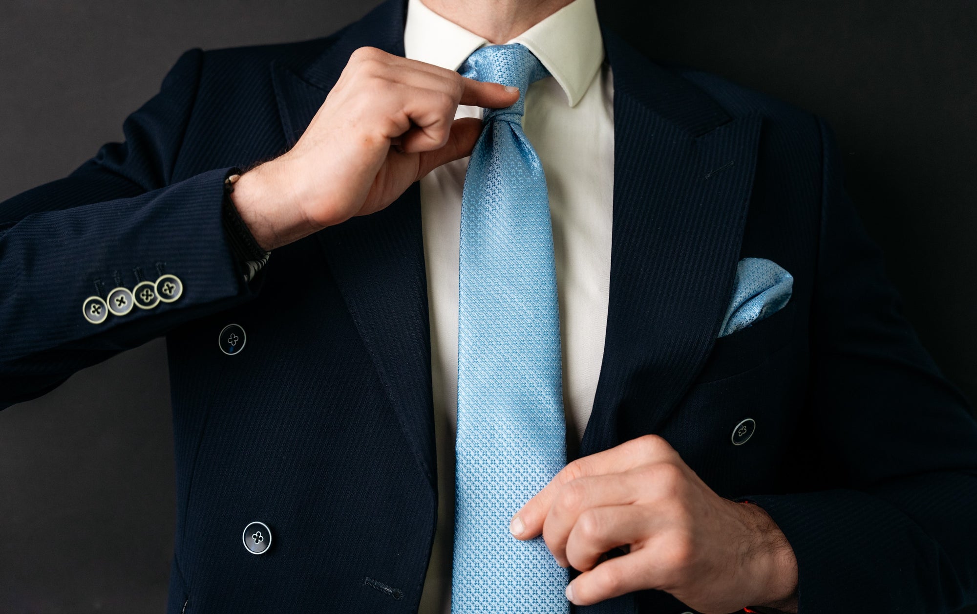 Sky Aqua Blue Necktie,  Pocket Square and Cufflinks Set