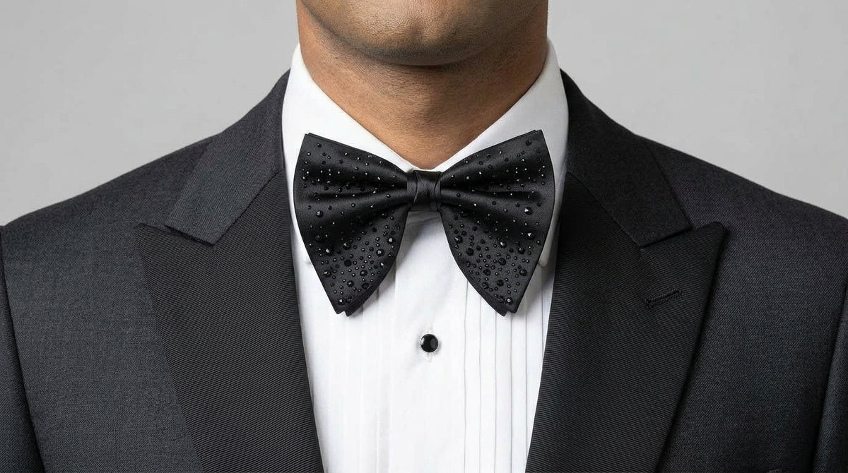 PRE-ORDER NOW - Black Butterfly Bow Tie - Bold Black Butterfly Bow Tie - Crystal Edition
