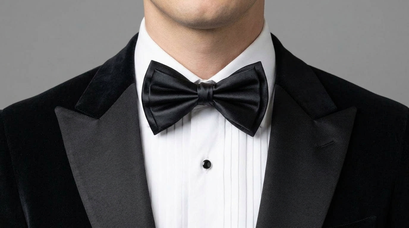 Black Bow Tie - Bold Black Classic Bow Tie