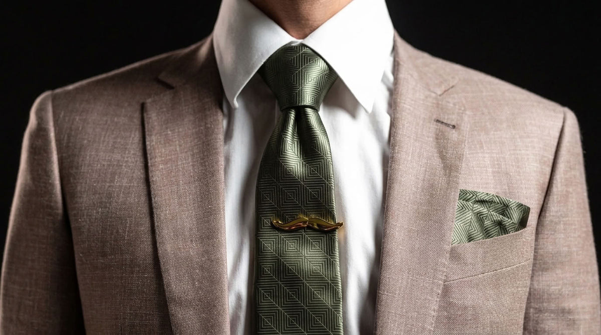 Green Tie, Pocket Square & Cufflinks Set - Sea Green Square Spiral Set