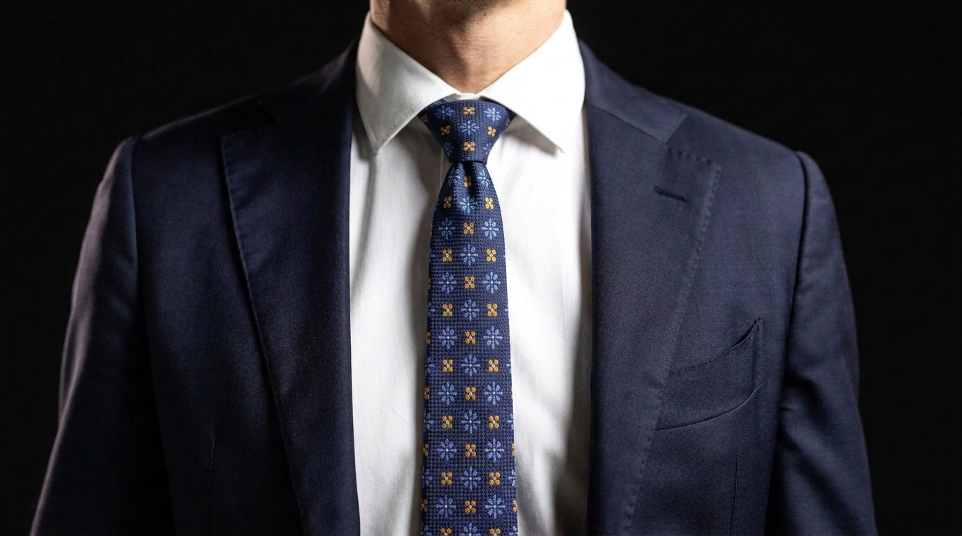 Navy Blue and Yellow Skinny Tie -Navy Starlight Skinny Tie