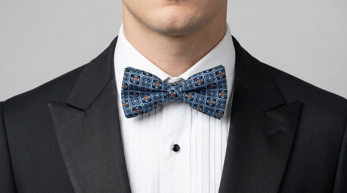 Blue Bow Tie - Stained-Glass Window - Blue and Orange Bow Tie