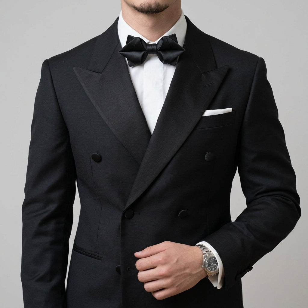 Black Bow Tie - Bold Black Diamond Tip Bow Tie