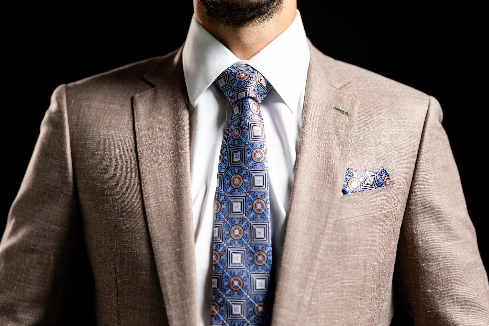 Finding Atlantis Blue Tie, Pocket Square and Cufflinks Set