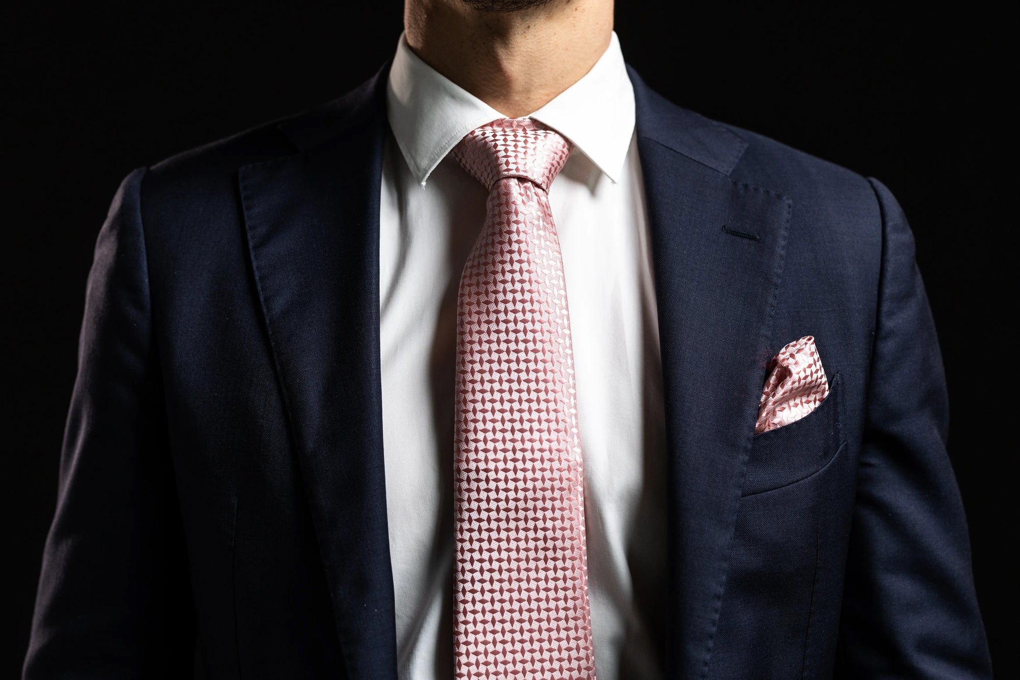 Pink Diamond Tie, Pocket Square and Cufflinks Set