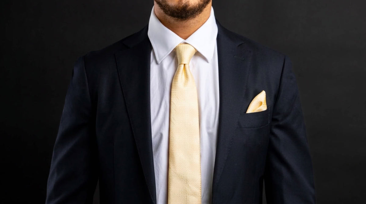Gold Tie, Pocket Square & Cufflinks - Golden Century Set