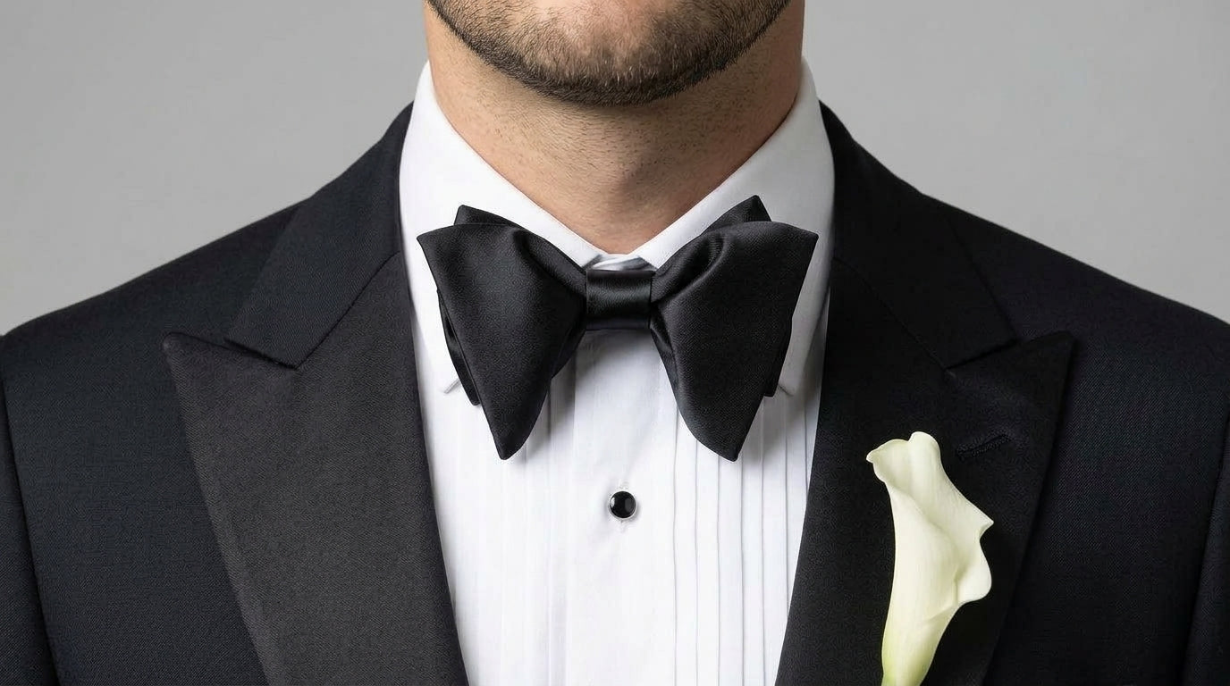 Black Bow Tie - Bold Black Batwing Bow Tie