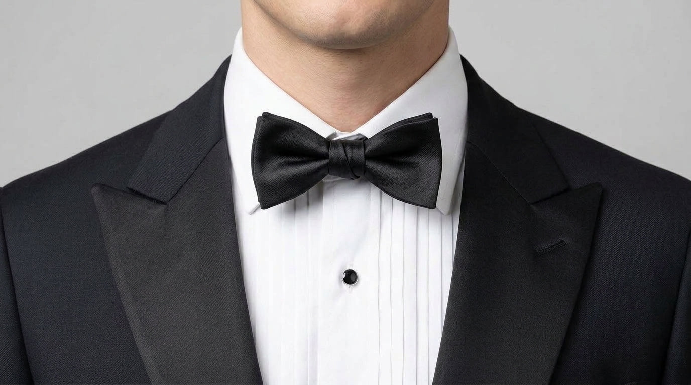 Self Tied Black Bow Tie - Bold Black Self Tied Bow Tie