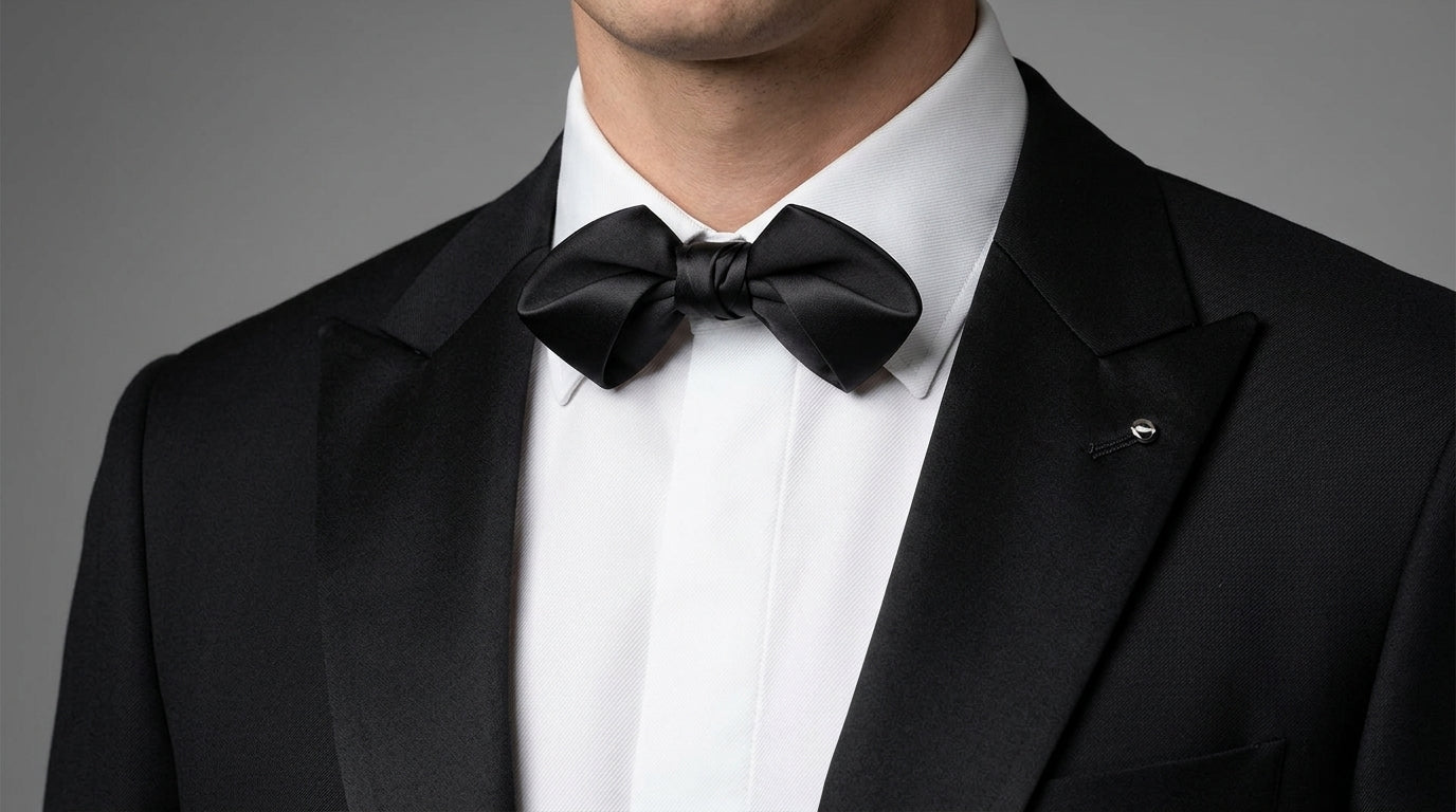 Black Bow Tie - Bold Black Vintage Bow Tie