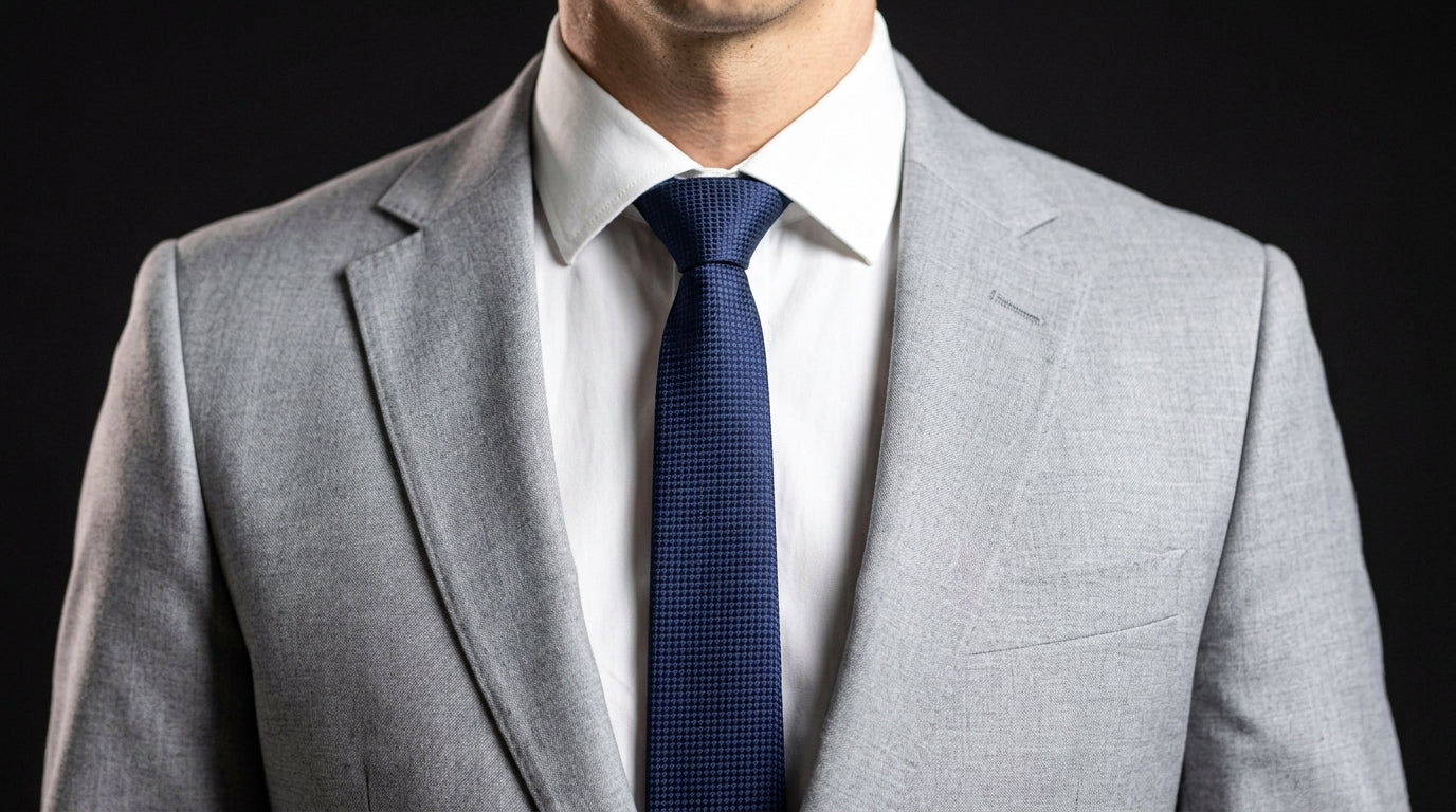 Navy Blue Skinny Tie - Navy Squared Elegance Skinnt Tie