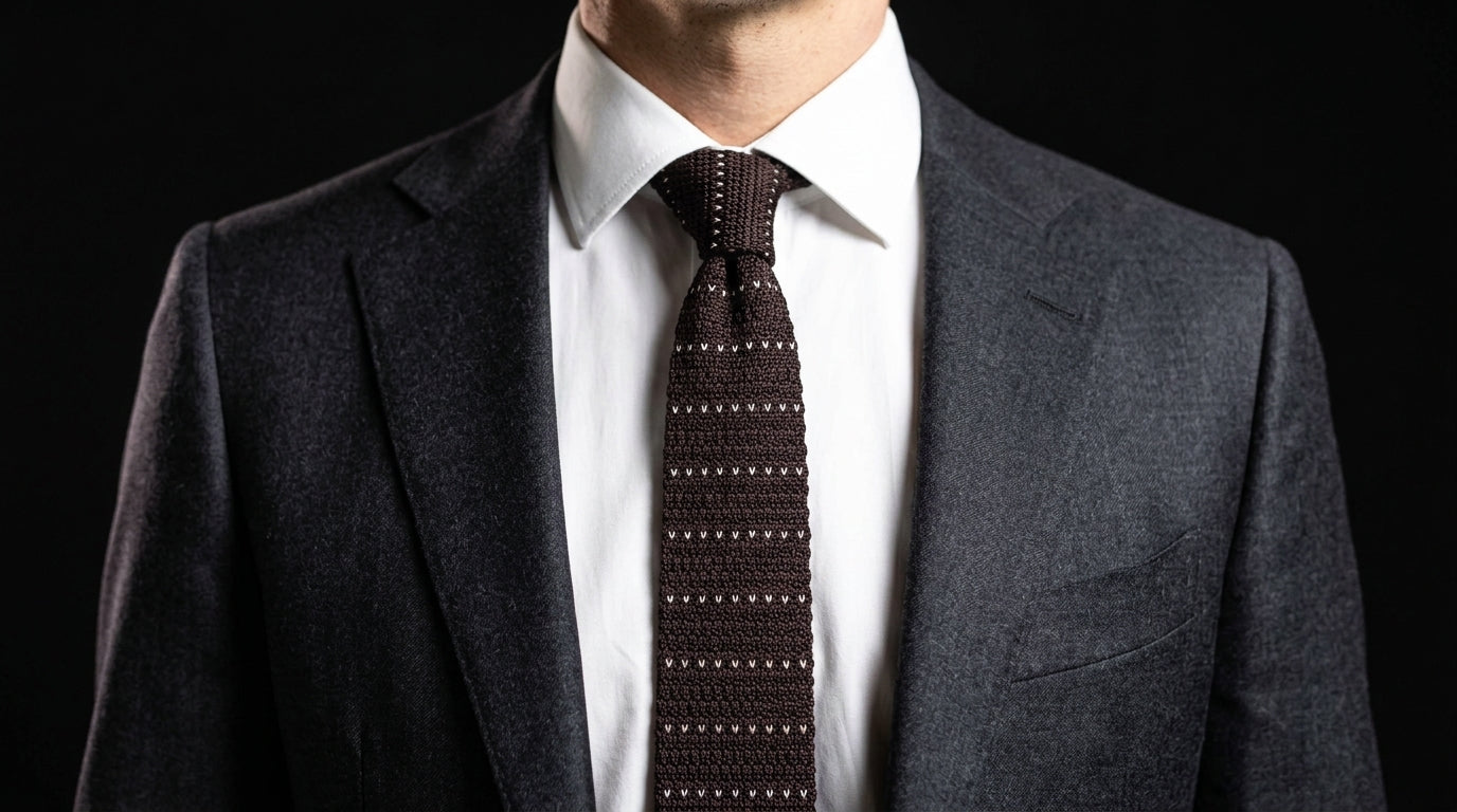 Brown Knitted Tie - Chocolate Brown Affection Knitted Tie