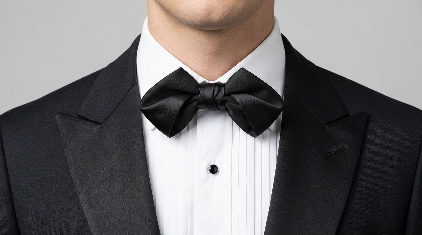 Black Bow Tie - Bold Black Vintage Bow Tie