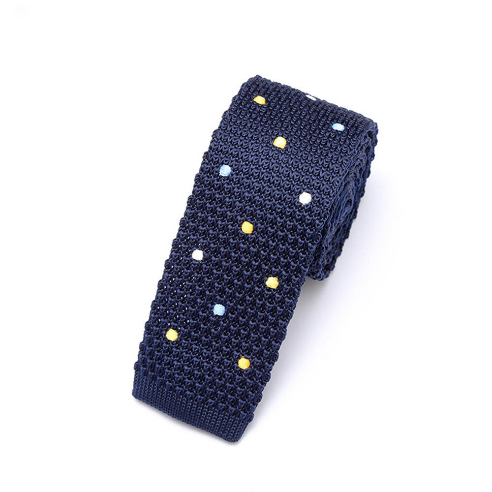 Navy Blue and Polka Dot Knitted Tie