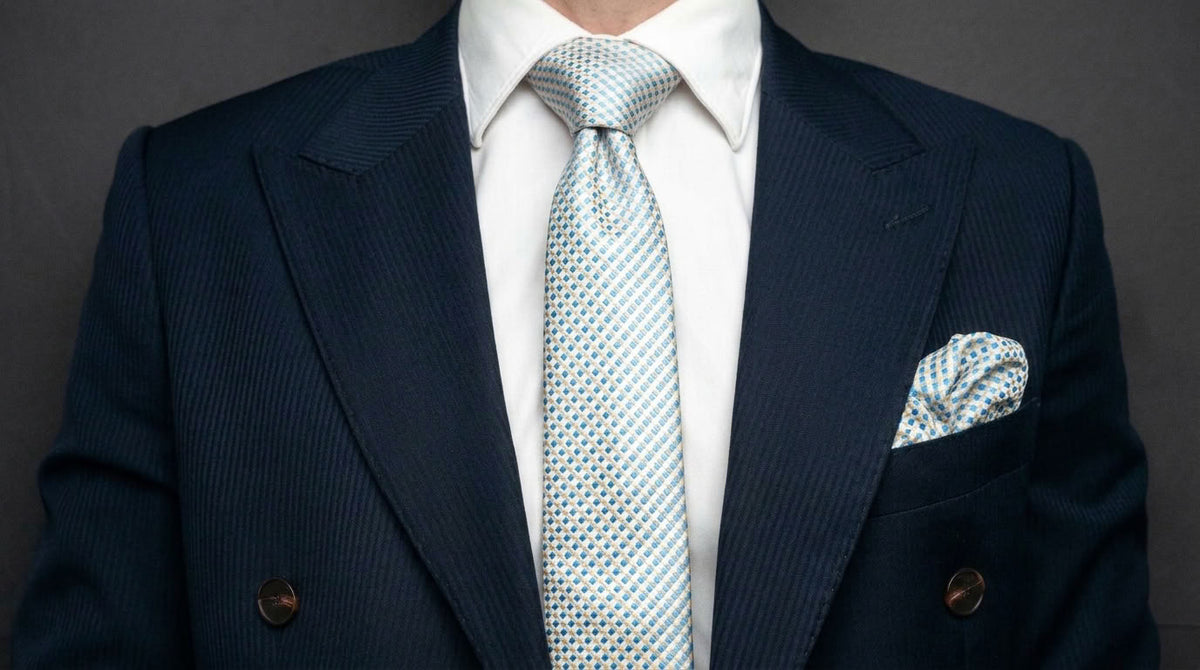 Blue and Gold Tie, Pocket Square & Cufflink Set - Golden State Set