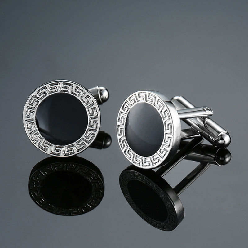 Silver and Black Greek Odyssey Cufflinks