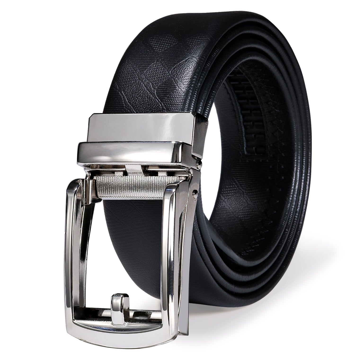 Black Premium Adjustable Leather Belt with Stainless Steel Belt Buckle