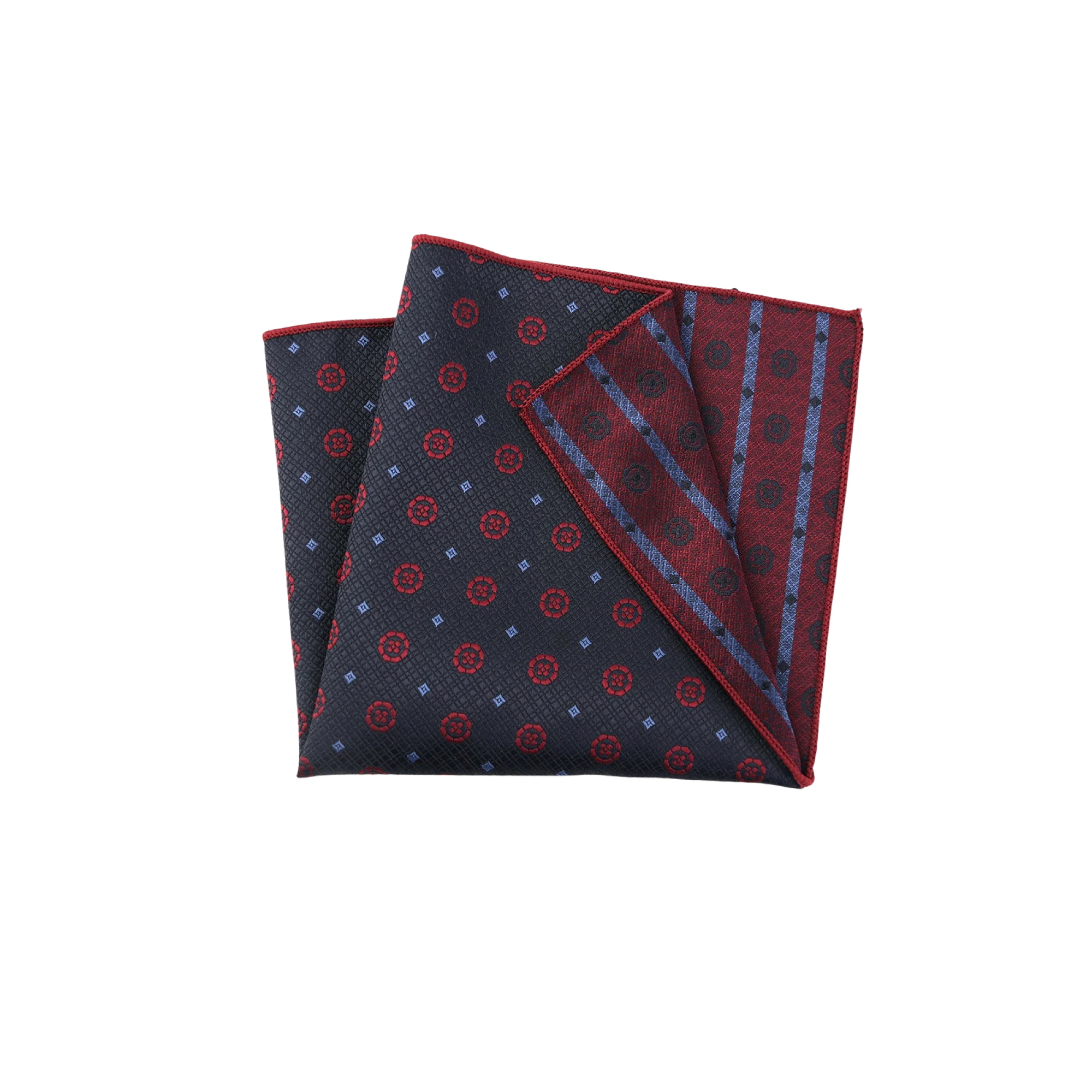 Ruby Saphire Infusion - Navy Blue and Maroon Red Pocketsquare