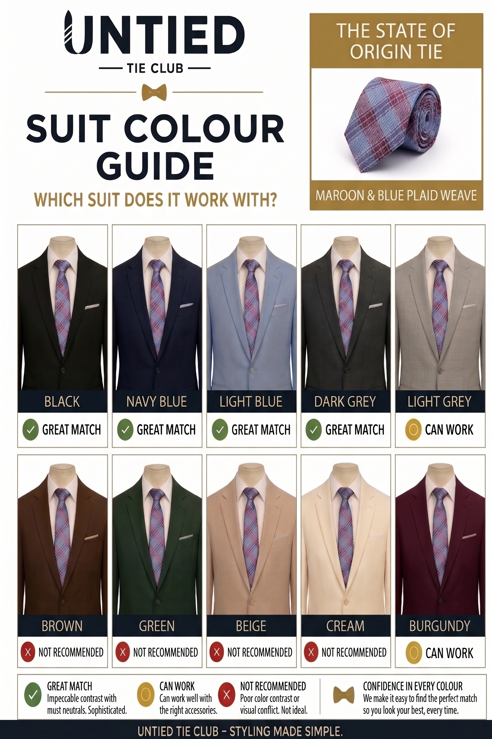 Blue and Red Tie, Pocket Square & Cufflinks Set - State of Origin Set