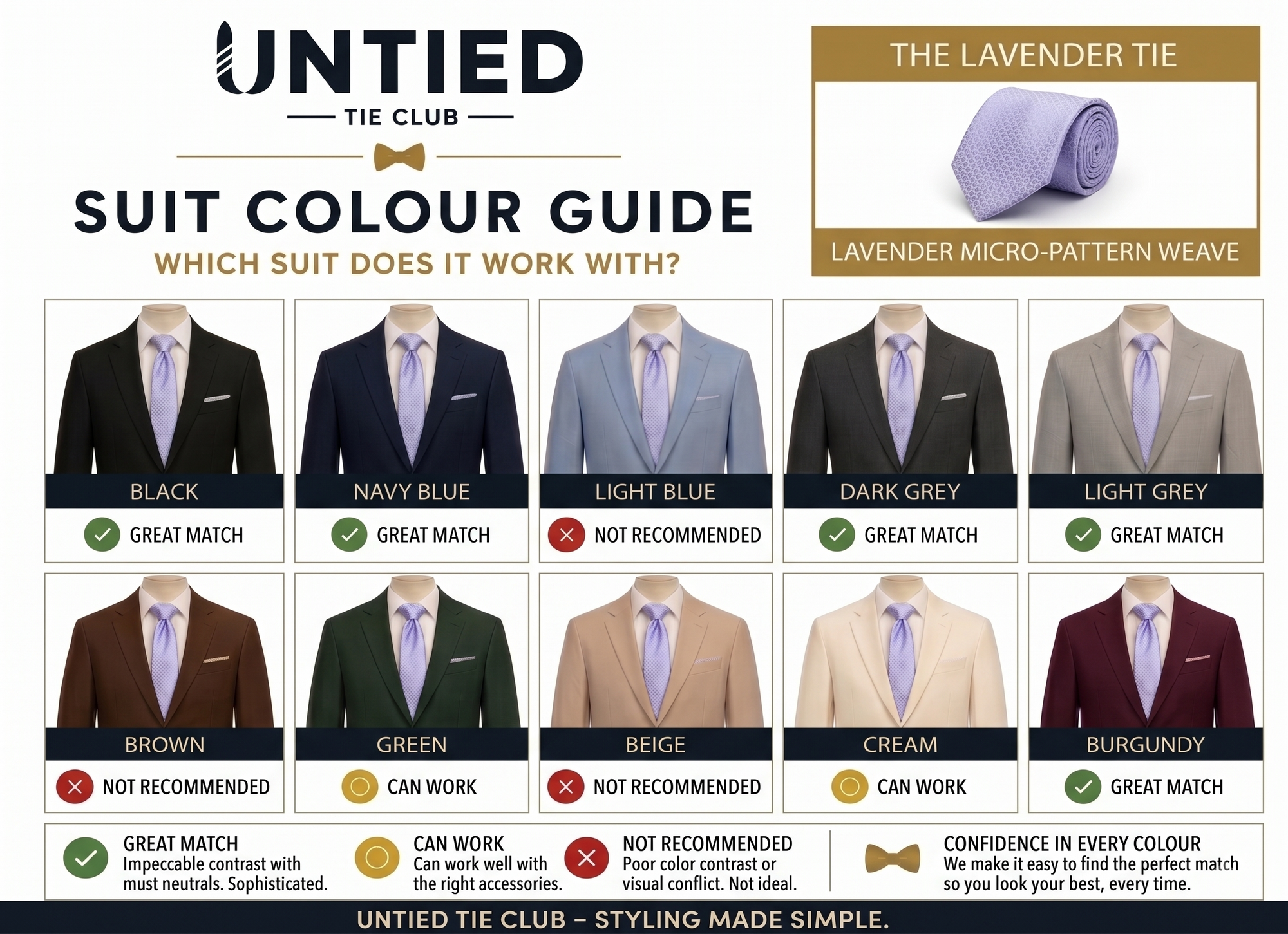 Purple Tie, Pocket Square & Cufflinks Set - Lavendar Set