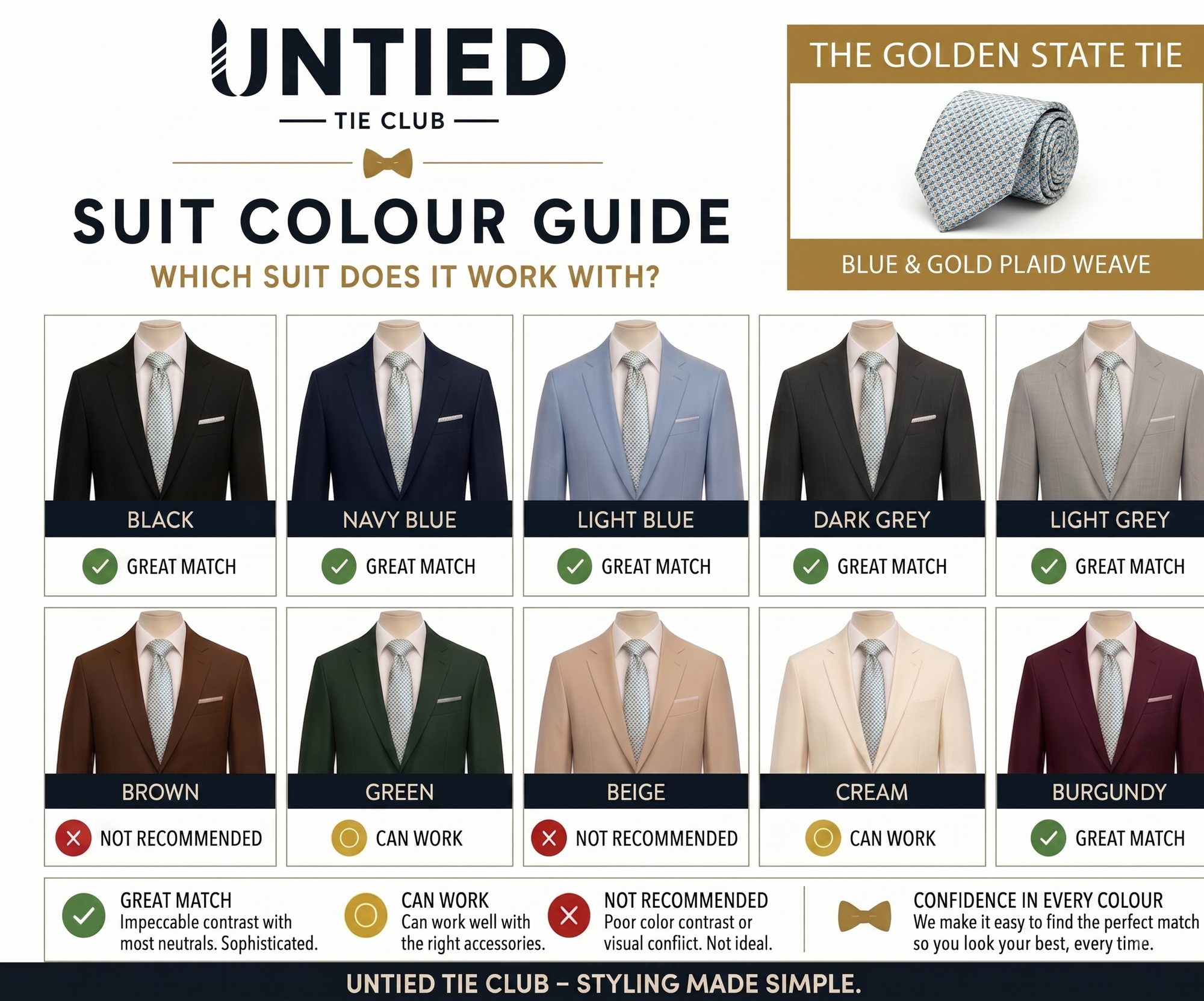 Blue and Gold Tie, Pocket Square & Cufflink Set - Golden State Set