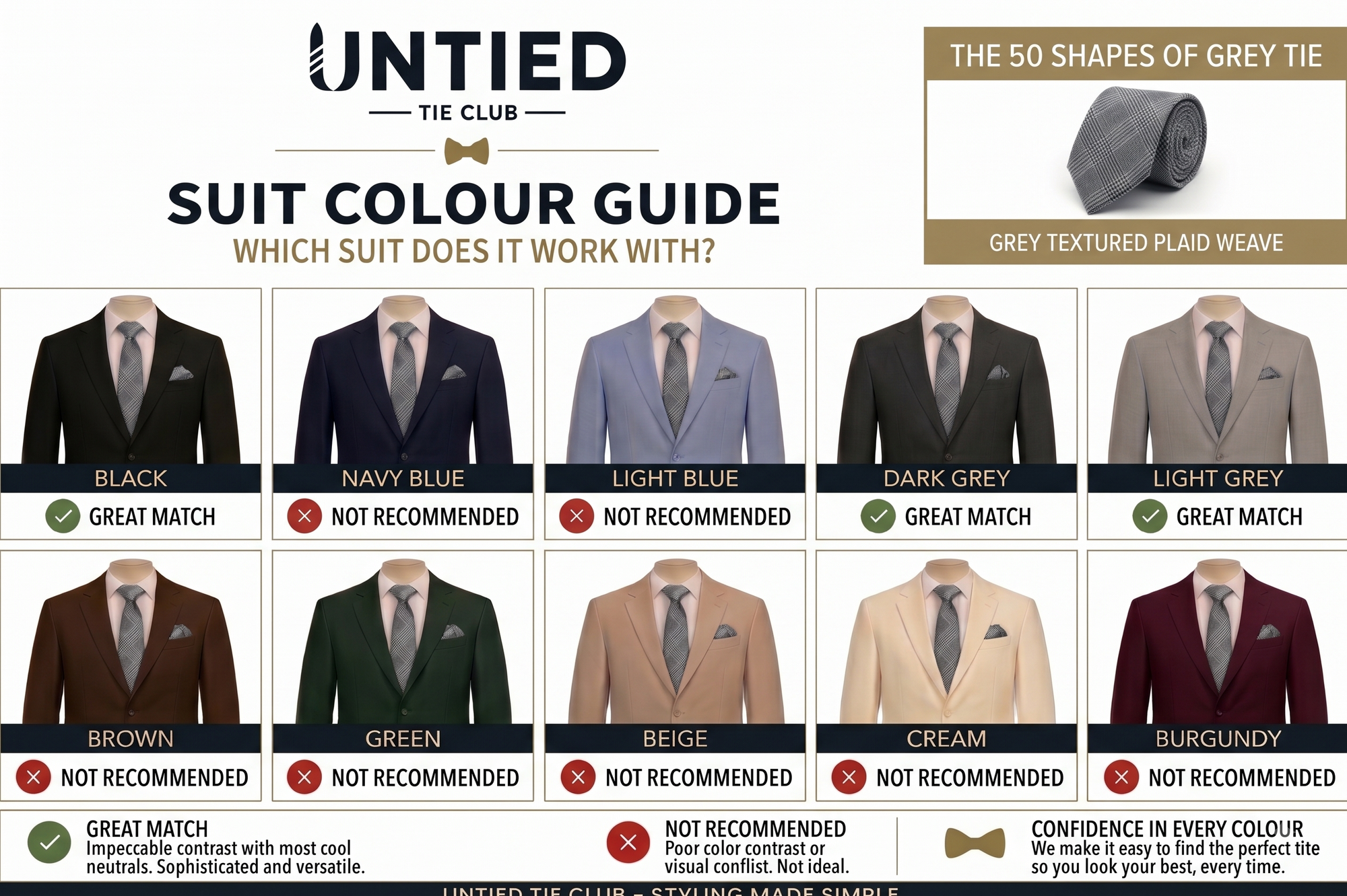 Grey and Black Tie, Pocket Square & Cufflinks Set - 50 Shapes Of Grey Set