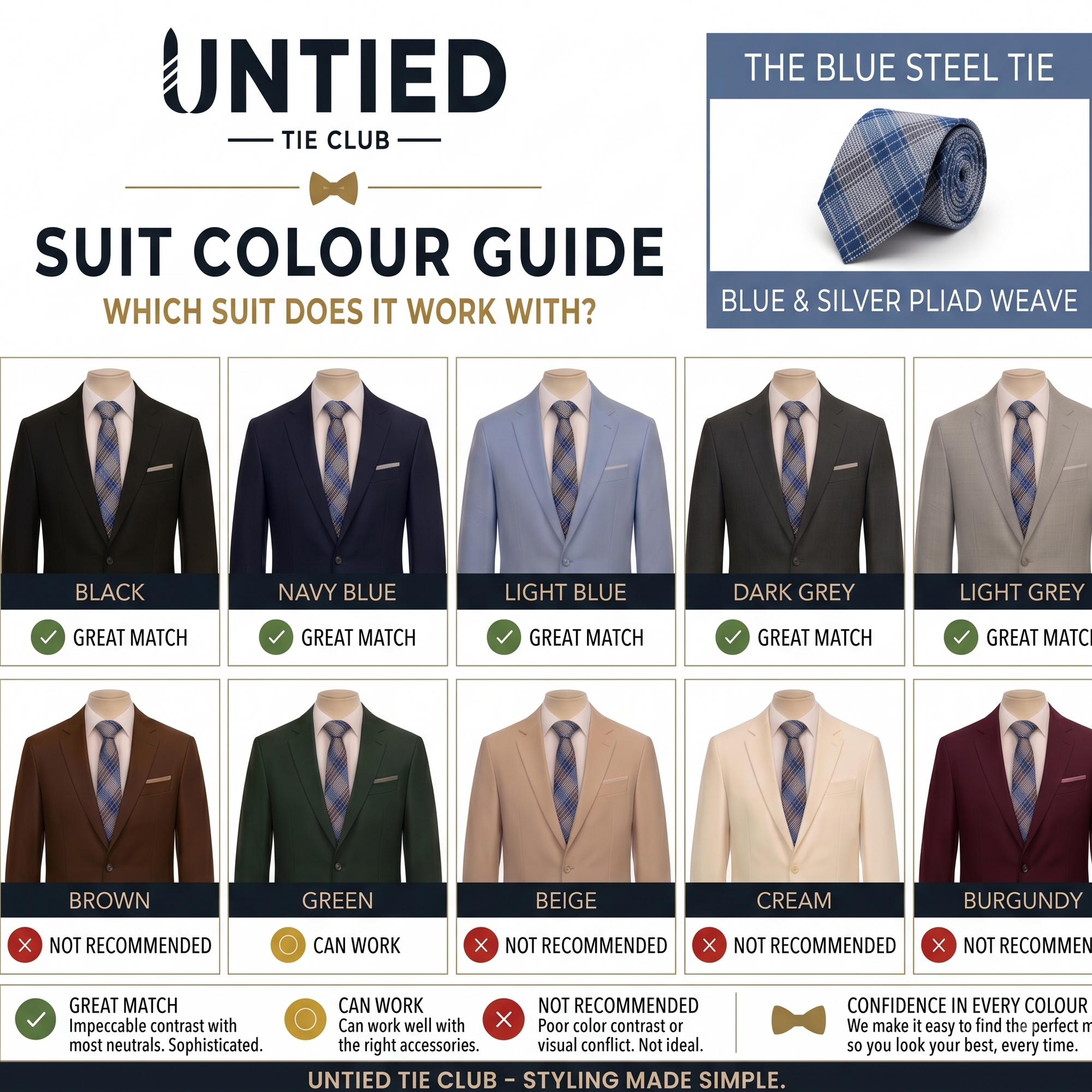 Blue and Grey Tie, Pocket Square & Cufflink Set - Blue Steel Set