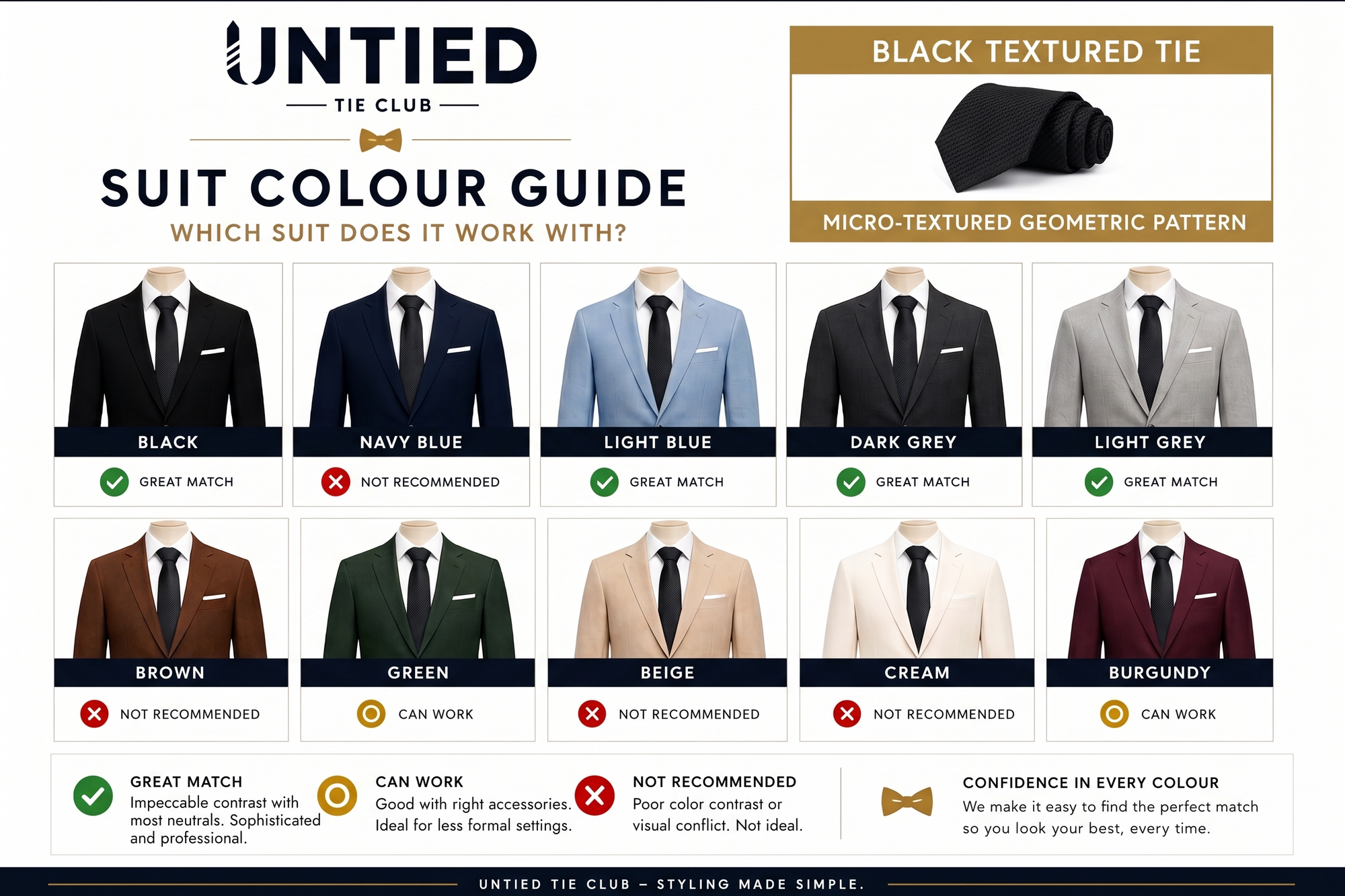 Black Tie, Pocket Square & Cufflinks Set - Black Magic Set