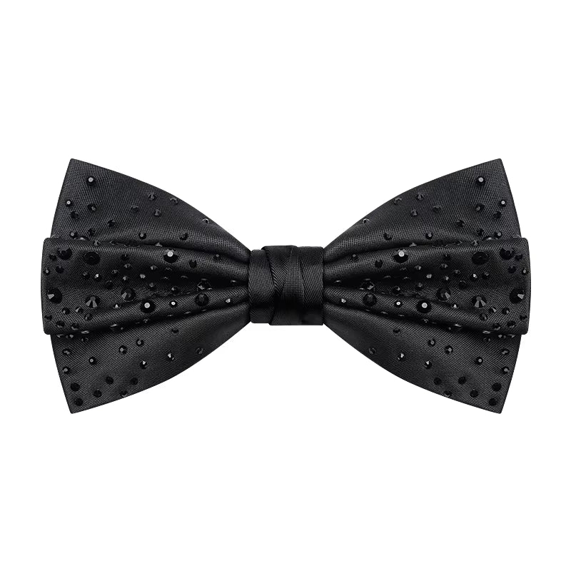 PRE-ORDER NOW - Black Bow Tie - Bold Black Studded Bow Tie - Crystal Edition