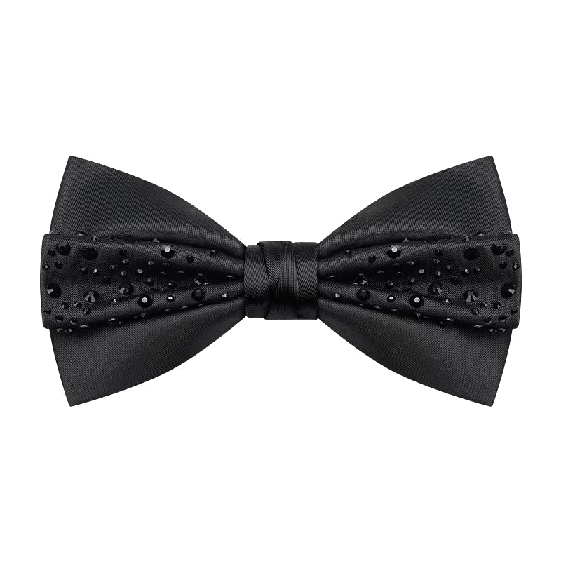 PRE-ORDER NOW - Black Bow Tie - Bold Black Studded Bow Tie - Crystal Edition