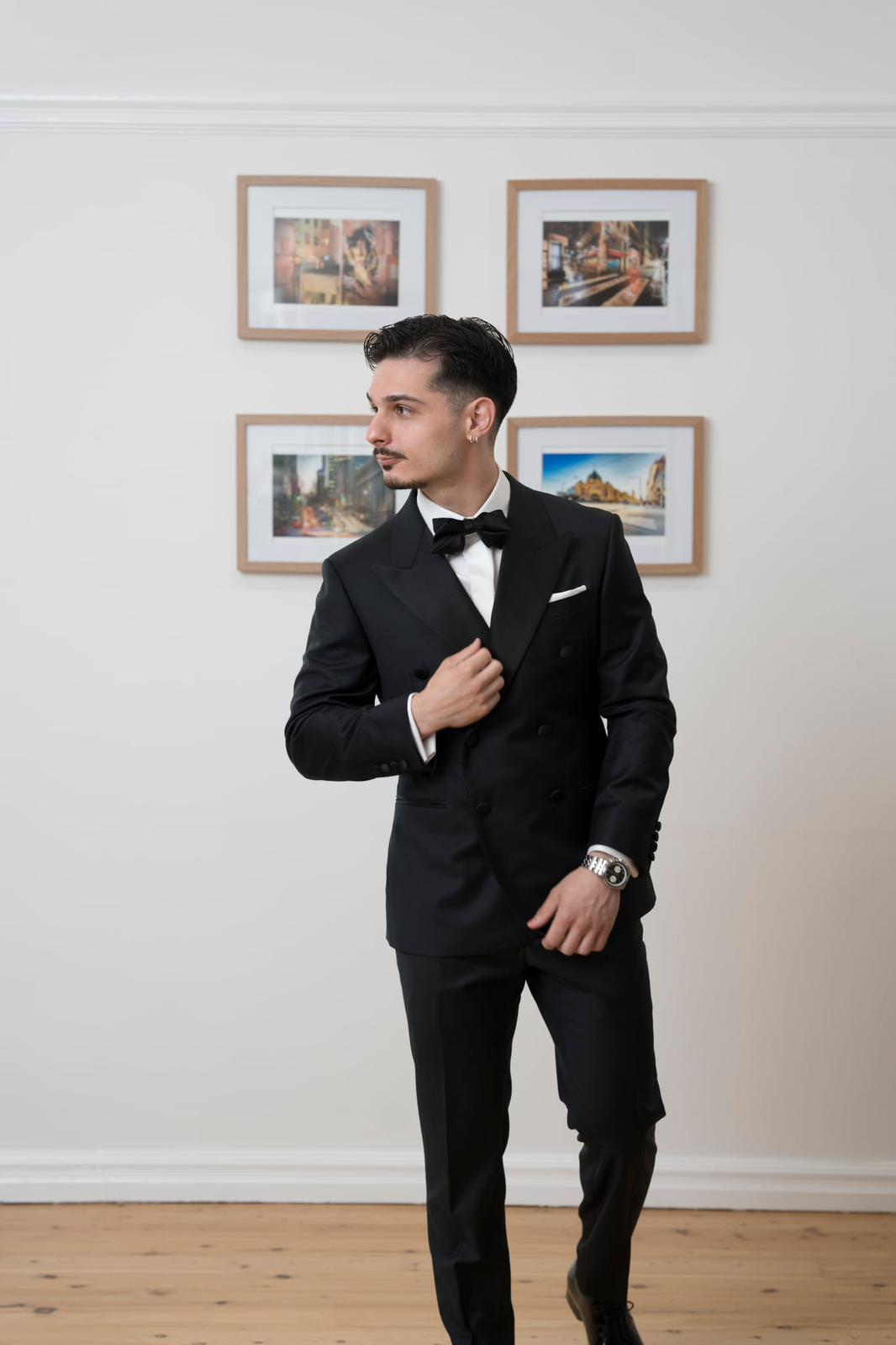 Black Bow Tie - Bold Black Diamond Tip Bow Tie