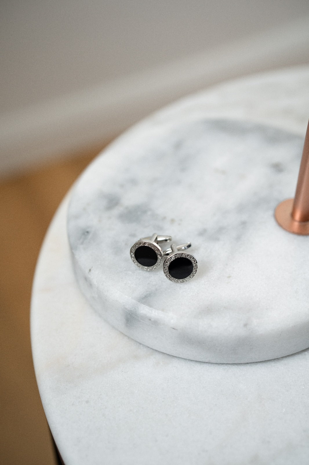 Silver and Black Cufflinks - Greek Odyssey Cufflinks Set