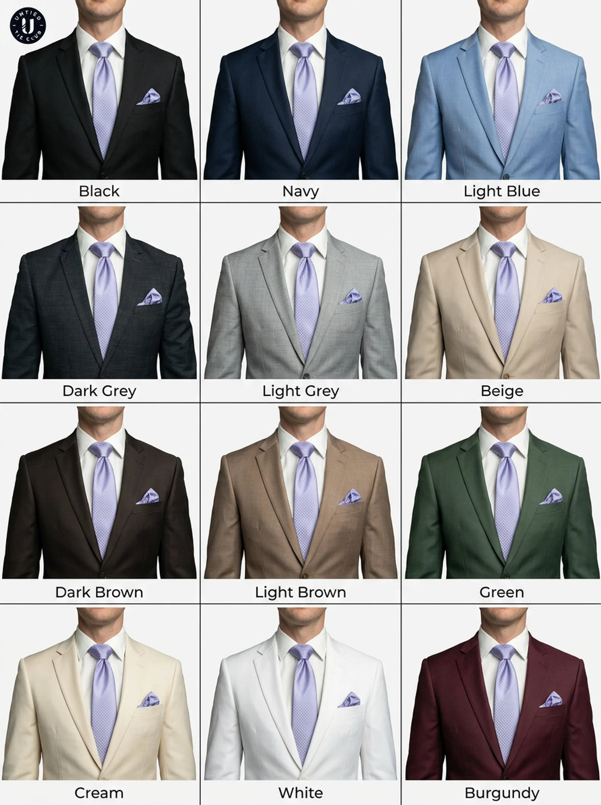 Purple Tie, Pocket Square & Cufflinks Set - Lavendar Set