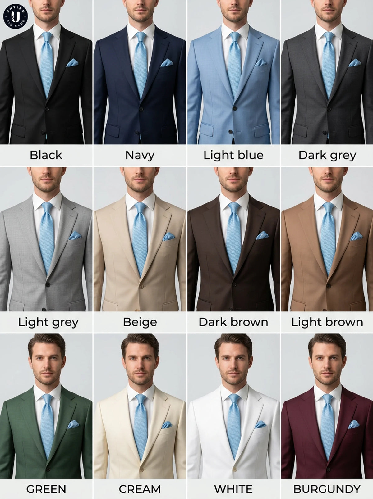 Aqua Blue Tie, Pocket Square & Cufflinks Set - Sky Aqua Set